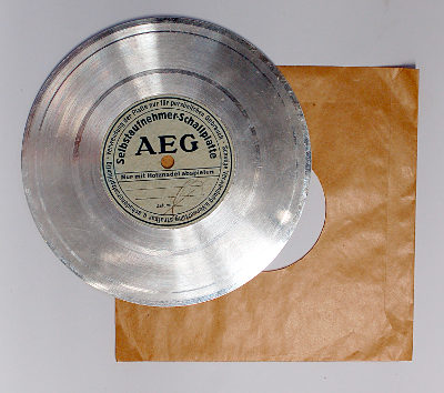 Schallplatte aus Aluminium Selbstaufnehmer Schallplatte aus Aluminium von AEG